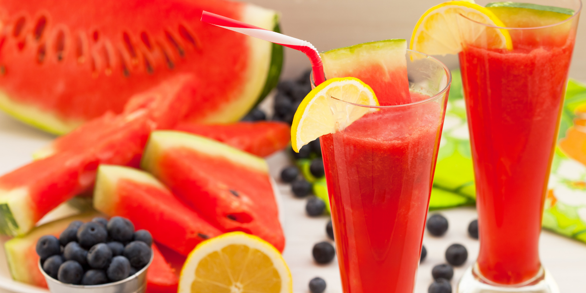 Watermelon, Blueberry and Basil Smoothie