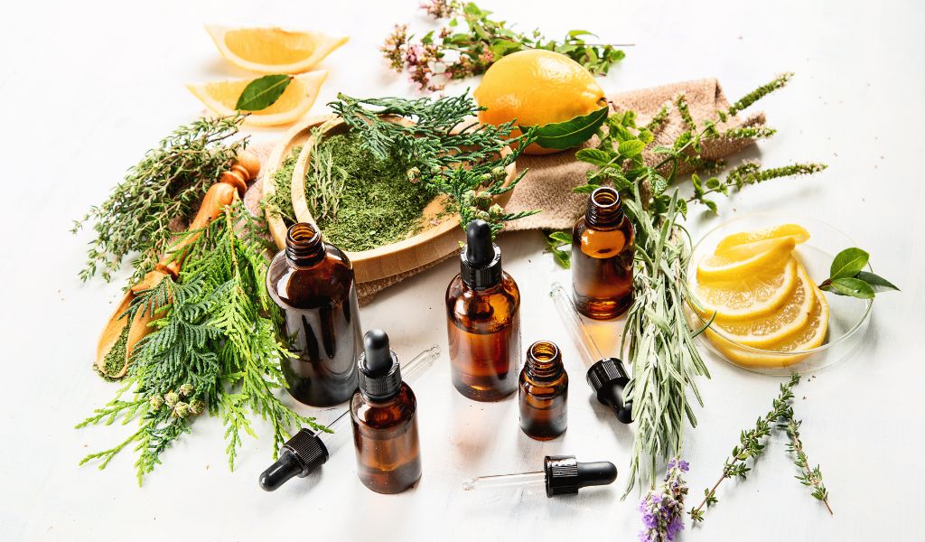 bottles of essential oils